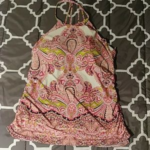 Cacique Lane Bryant High Neck Halter Tankini 26